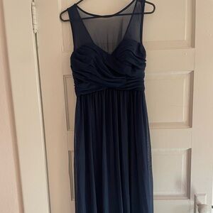 David’s bridal long bridesmaid dress in marine